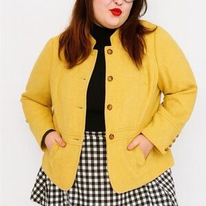 Talbots Woman Mustard Yellow Peplum Jacket – Size 20W